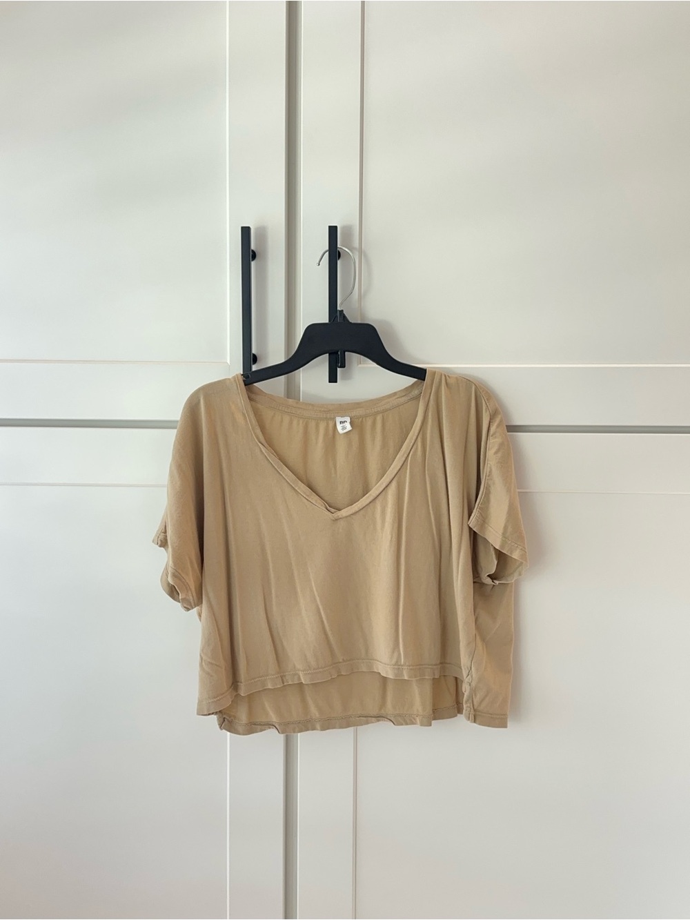 bp Beige V-Neck Short Sleeve Crop Top